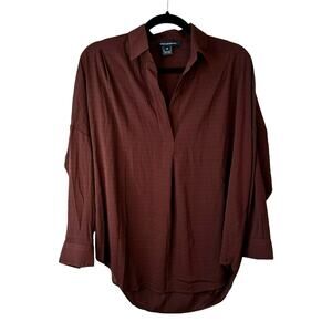 French Connection New Womens 3/4 Sleeve Popover Top Brown XS Neutral Minimalist